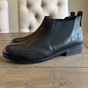 Josef Seibel Women's Size US 6-6.5 EU 37 Black Chelsea Pull-on Wingtip Boots NEW